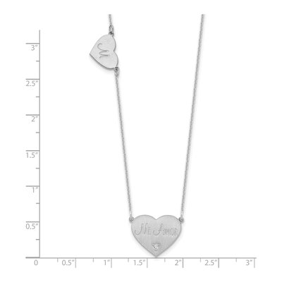 14K White Gold Diamond Heart Station Necklace – view 3