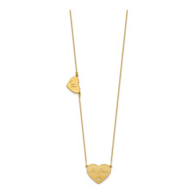 14K Yellow Gold Diamond Heart Necklace – view 2