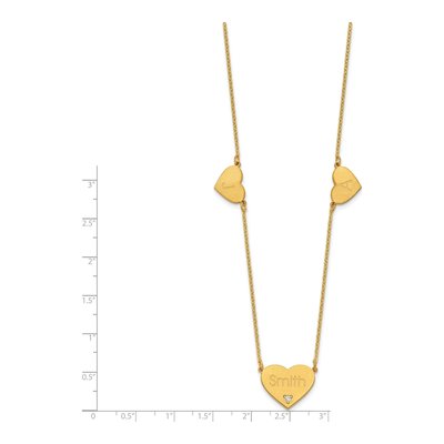 Gold-Plated Sterling Silver Diamond 3-Station Heart Necklace – view 2