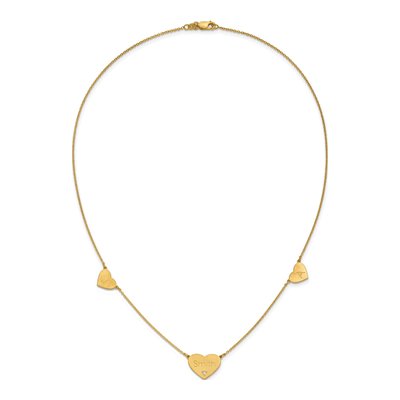 Gold-Plated Sterling Silver Diamond 3-Station Heart Necklace – view 4