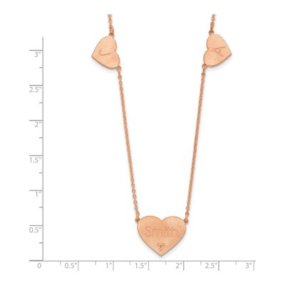 Rose Gold-Plated Sterling Silver Diamond 3-Station Heart Necklace – view 2