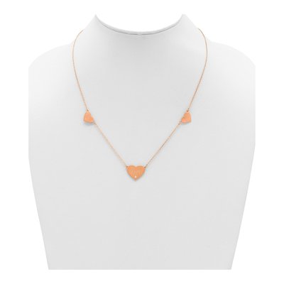 Rose Gold-Plated Sterling Silver Diamond 3-Station Heart Necklace – view 3