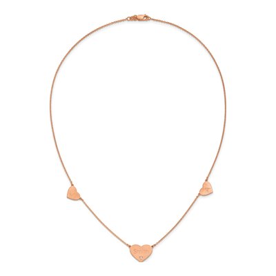 Rose Gold-Plated Sterling Silver Diamond 3-Station Heart Necklace – view 4