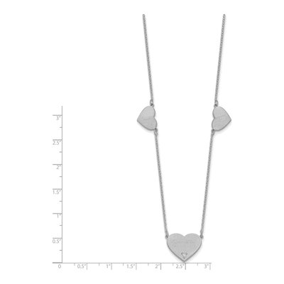 Sterling Silver Diamond 3-Station Heart Necklace – view 2