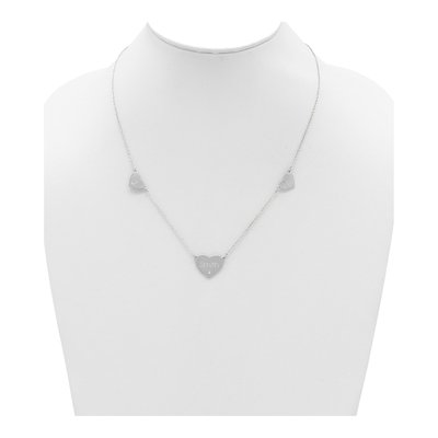 Sterling Silver Diamond 3-Station Heart Necklace – view 3