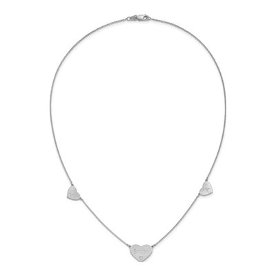 Sterling Silver Diamond 3-Station Heart Necklace – view 4