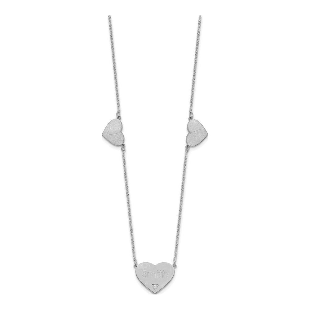 Sterling Silver Diamond 3-Station Heart Necklace