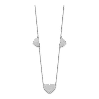 Sterling Silver Diamond 3-Station Heart Necklace