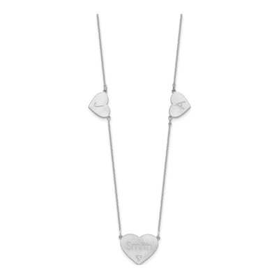 14K White Gold Diamond 3-Station Heart Necklace – view 2