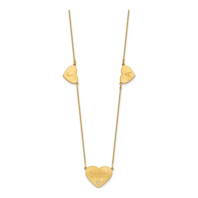 14K Yellow Gold Diamond Heart Station Necklace – view 2