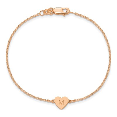Rose Gold-Plated Sterling Silver Personalized Heart Station Bracelet – view 4