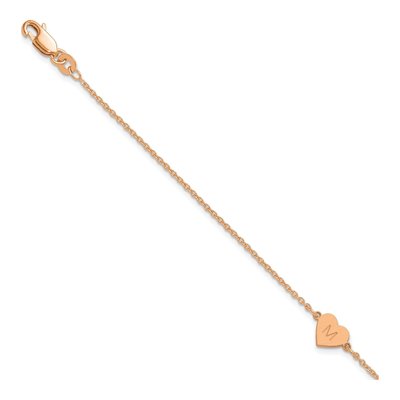 Rose Gold-Plated Sterling Silver Personalized Heart Station Bracelet
