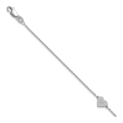 14K White Gold Heart Station Bracelet