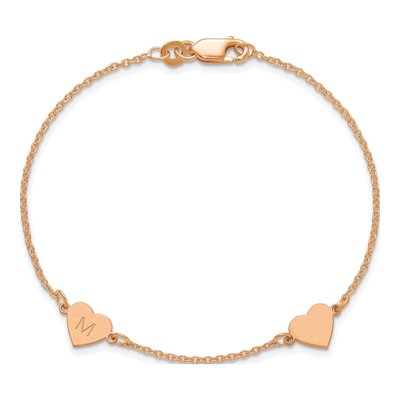 Sterling Silver Rose-Plated Heart Station Bracelet – view 4