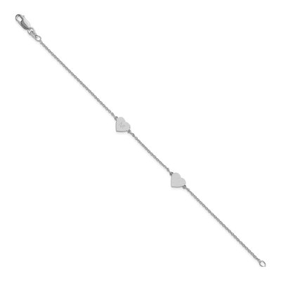 14K White Gold Heart Station Bracelet – view 2