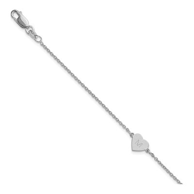 14K White Gold Heart Station Bracelet