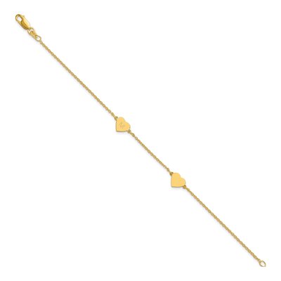 14K Yellow Gold 2-Station Heart Bracelet – view 2