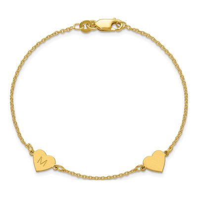 14K Yellow Gold 2-Station Heart Bracelet – view 4