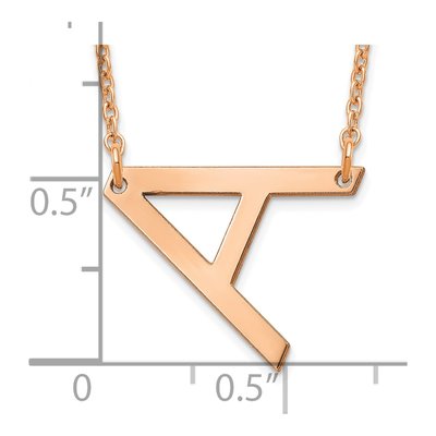 14K Rose Gold Small Letter A Necklace – view 3