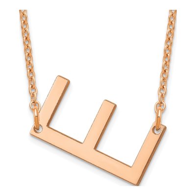 14K Rose Gold Letter E Necklace
