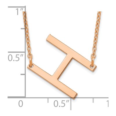 14K Rose Gold Small Letter H Necklace – view 3