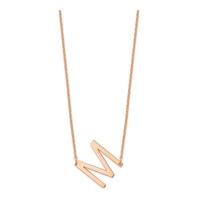 14K Rose Gold Sideways Initial M Necklace – view 2