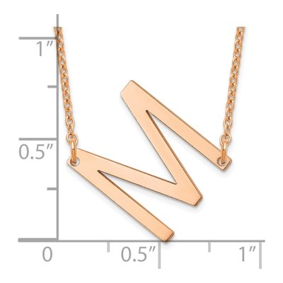 14K Rose Gold Sideways Initial M Necklace – view 3