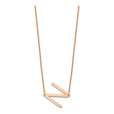 14K Rose Gold Small Letter N Necklace – view 2
