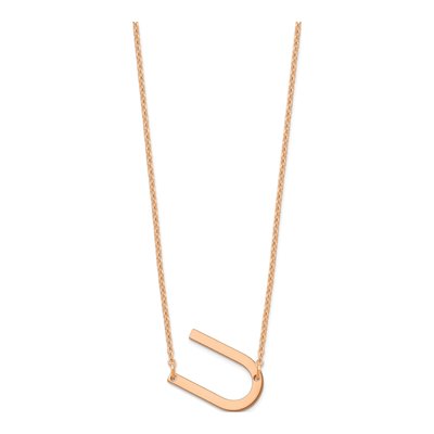 14K Rose Gold Small Letter U Necklace – view 2