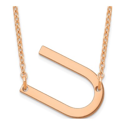 14K Rose Gold Small Letter U Necklace