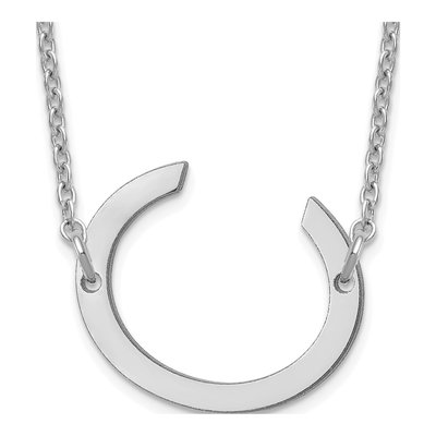 14K White Gold Letter C Necklace