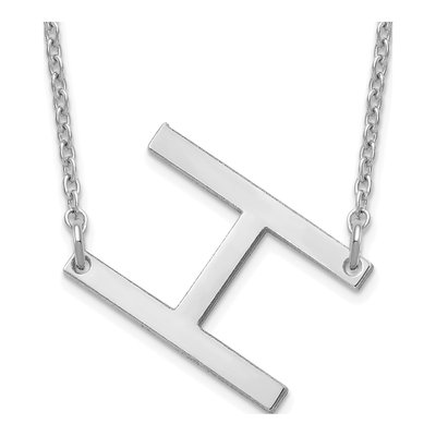 14K White Gold Small Letter H Necklace