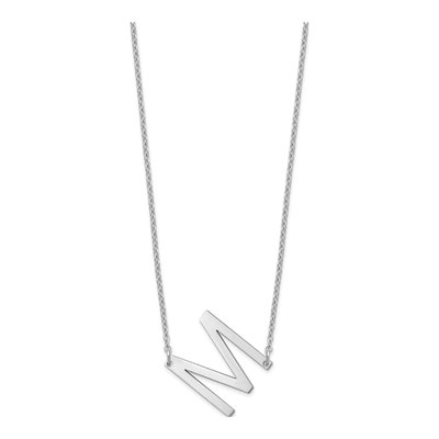 14K White Gold Sideways Initial M Necklace – view 2