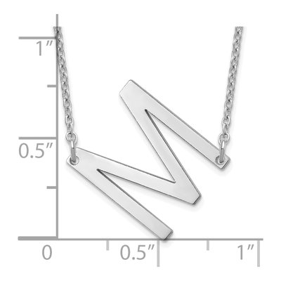 14K White Gold Sideways Initial M Necklace – view 3