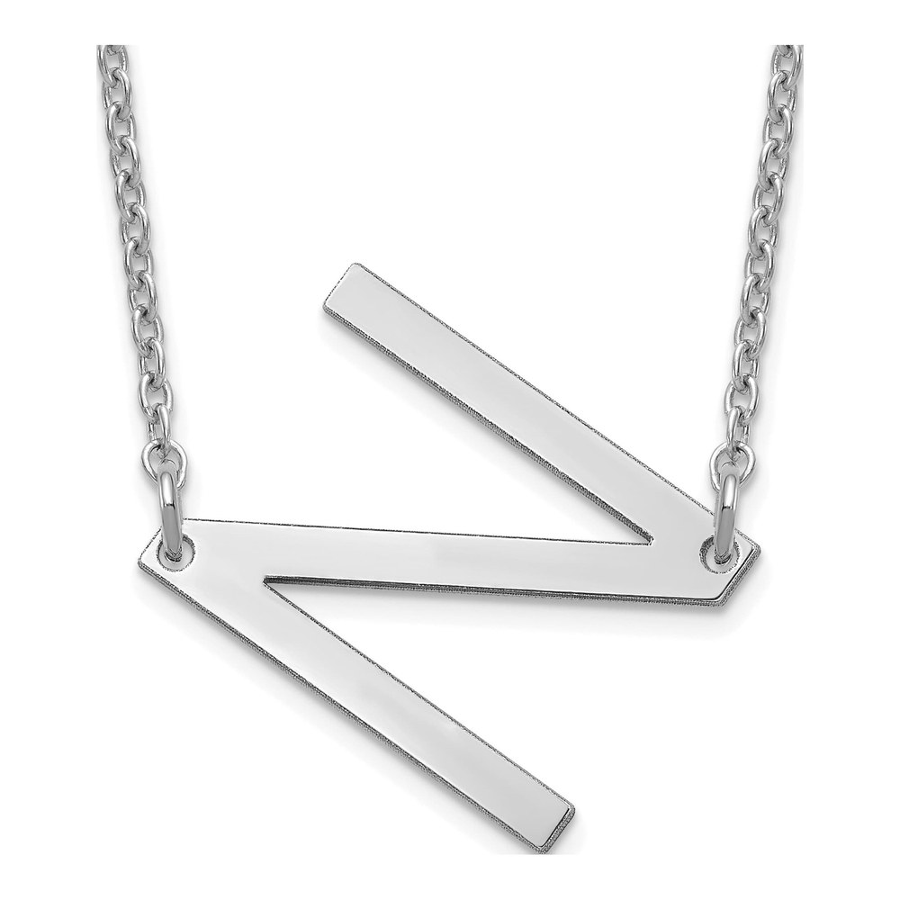 14K White Gold Small Letter N Necklace