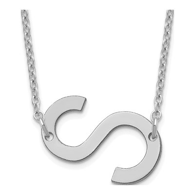 14K White Gold Small Letter S Necklace