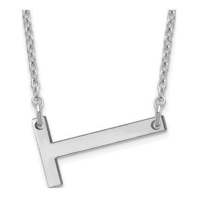 14K White Gold Small Letter T Necklace