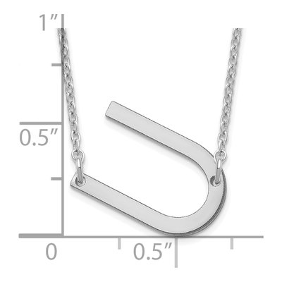 14K White Gold Small Letter U Necklace – view 3