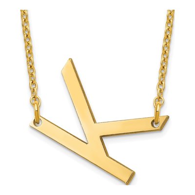 14K Yellow Gold Small Letter K Necklace