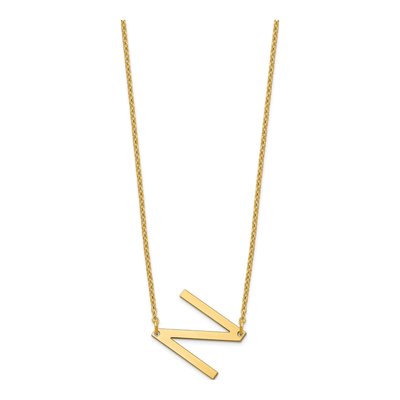 14K Yellow Gold Small Letter N Necklace – view 2