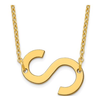 14K Yellow Gold Small Letter S Necklace