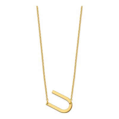 14K Yellow Gold Small Letter U Necklace – view 2