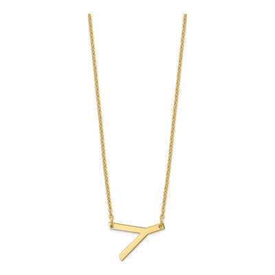 14K Yellow Gold Letter Y Necklace – view 2