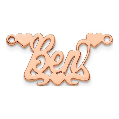 14K Rose Gold Hearts Name Plate Pendant – view 2