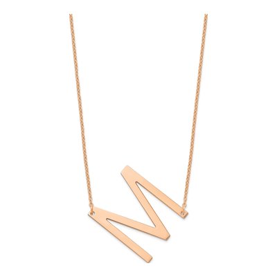14K Rose Gold Large Letter M Necklace – view 2