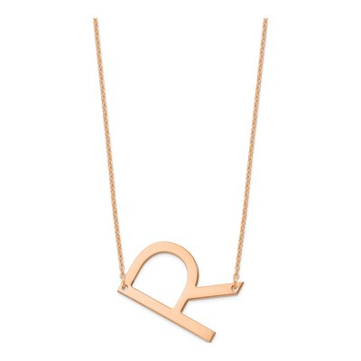 14K Rose Gold Letter R Necklace – view 2