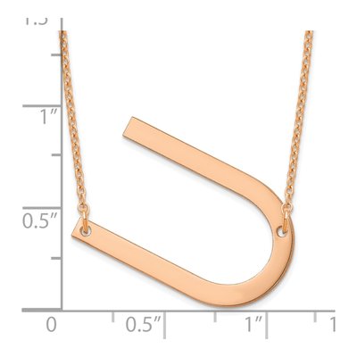 14K Rose Gold Large Letter U Necklace – view 3