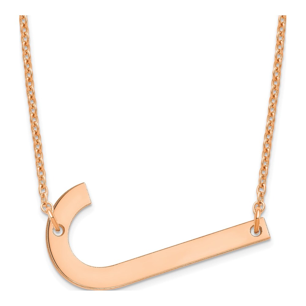 Sterling Silver Rose Gold Plated Letter J Necklace