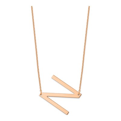 Sterling Silver Rose Gold Plated Letter N Necklace – view 2
