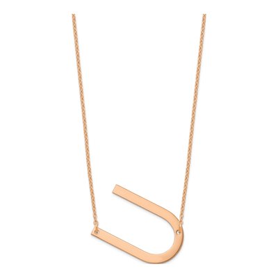 Rose Gold-Plated Sterling Silver Letter U Necklace – view 2